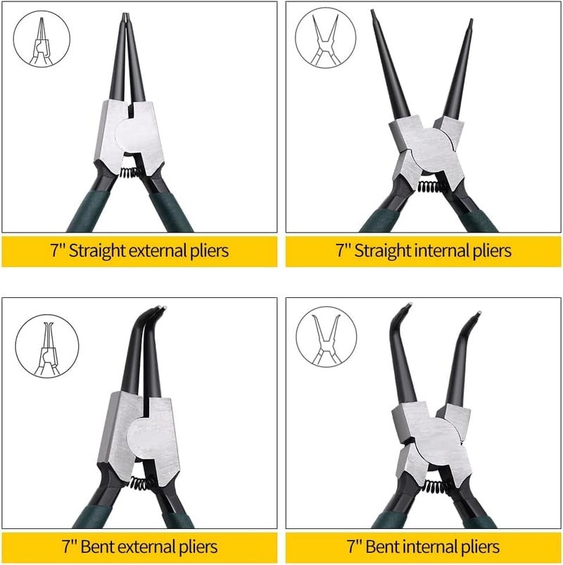 LFSEMINI 4pcs 7" Snap Ring Pliers with Storage Pouch - Image 2